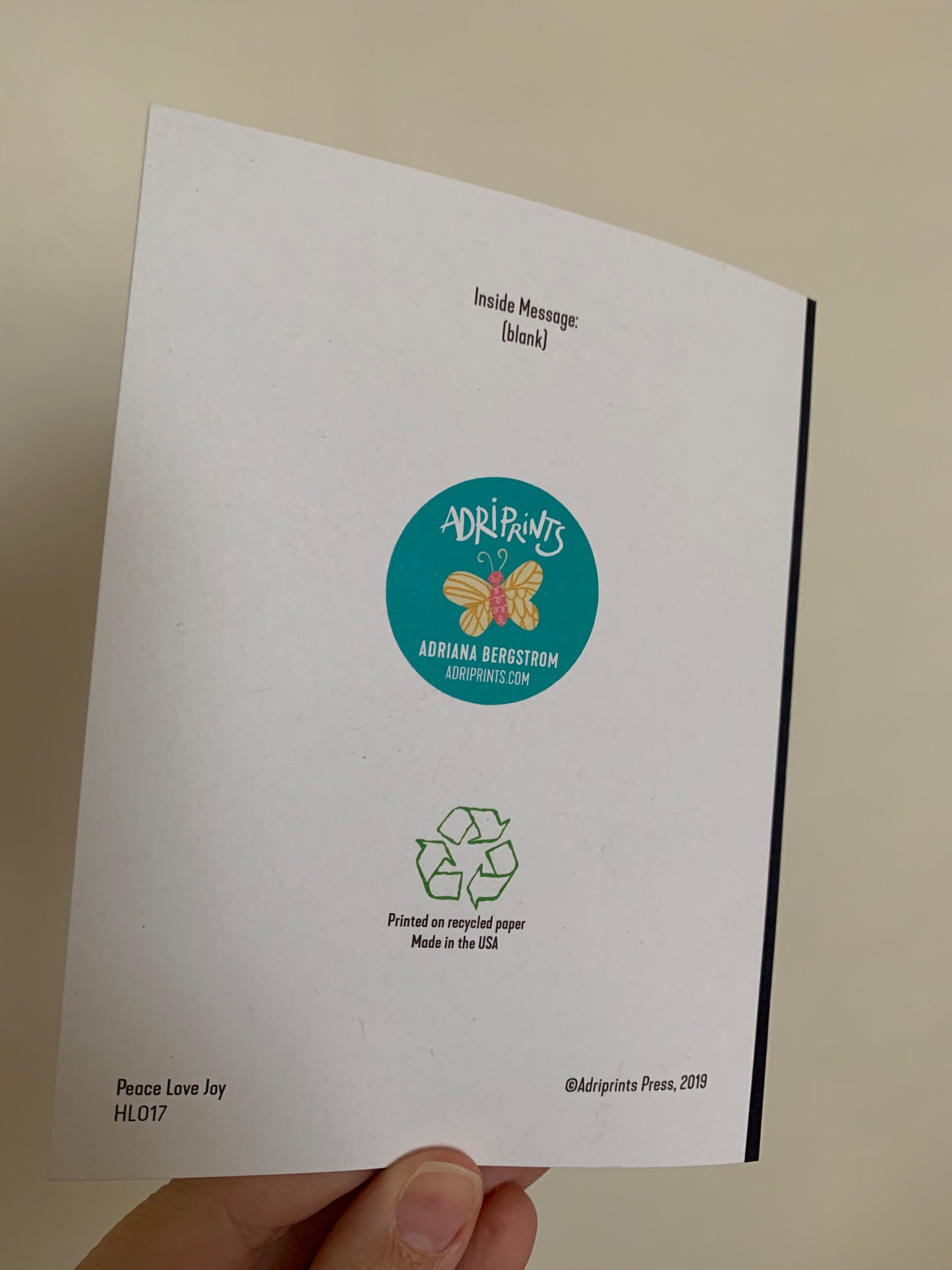 Peace Love and JOY, holiday card set, art by Adriana Bergstrom