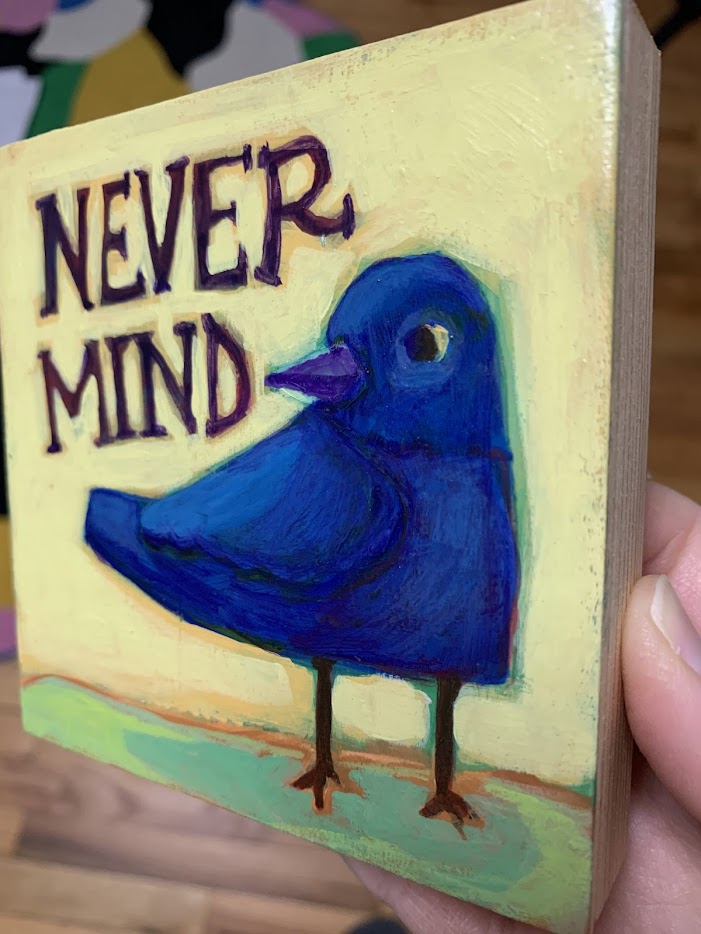 MINI Raven Nevermind (original painting on wood)