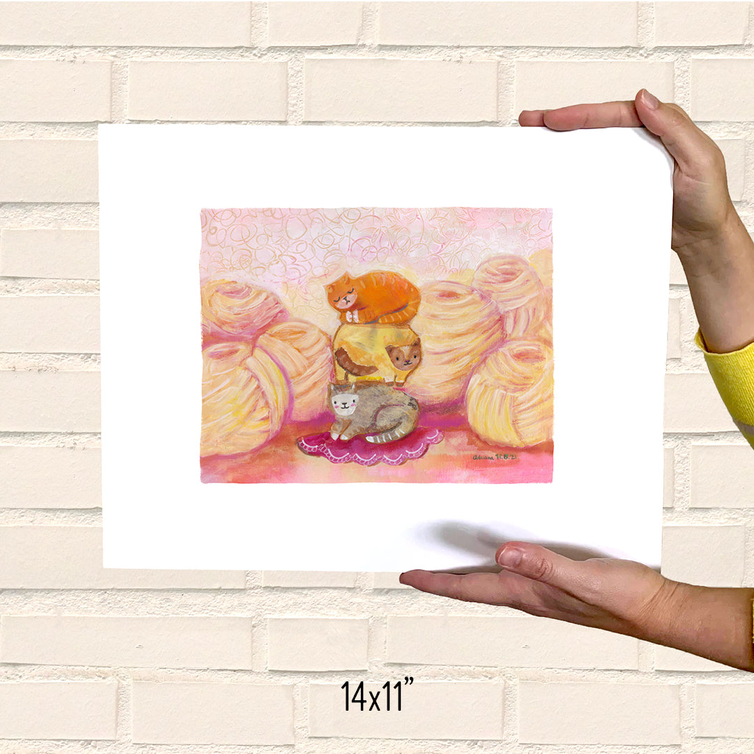 ART PRINT - Cat Cairn print featuring artwork by Adriana Bergstrom