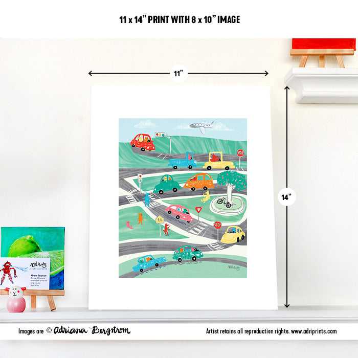 ART PRINT - Cars in Town print by Adriana Bergstrom (Adriprints)