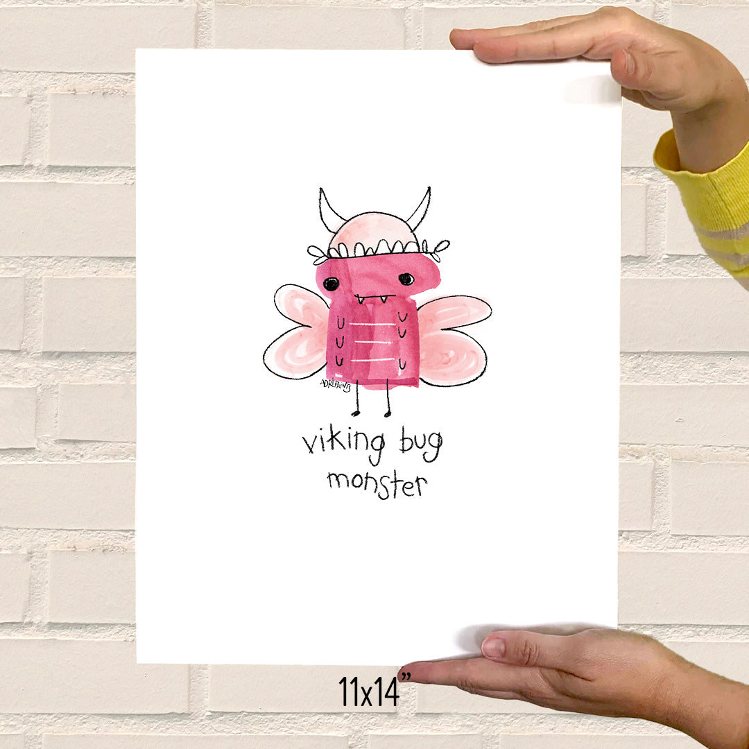 ART PRINT - Viking Monster print featuring art by Adriana Bergstrom (Adriprints)