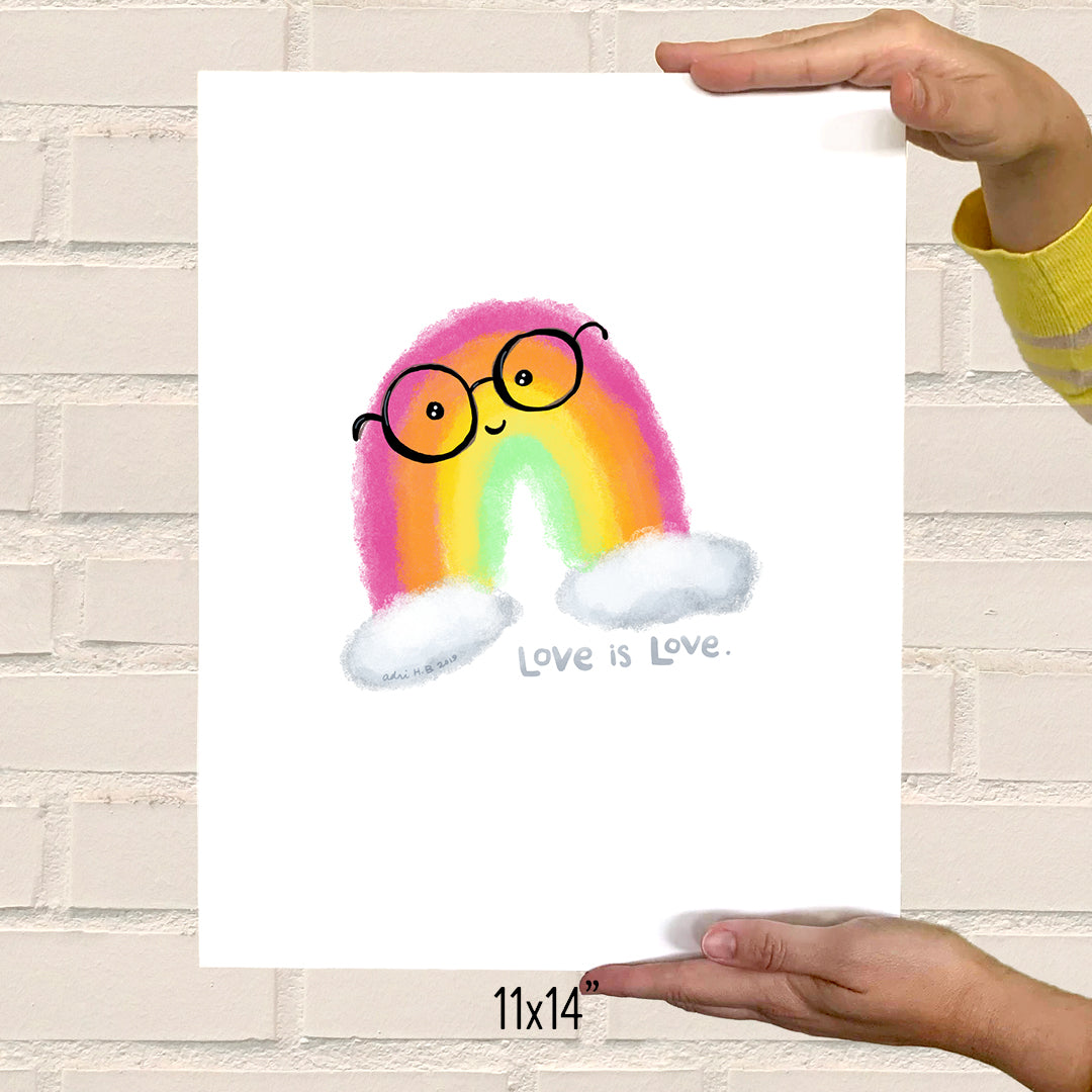 PRINT - Love is Love Rainbow Giclee ART PRINT in various sizes featuring original artwork by Adriana Bergstrom (Adriprints)