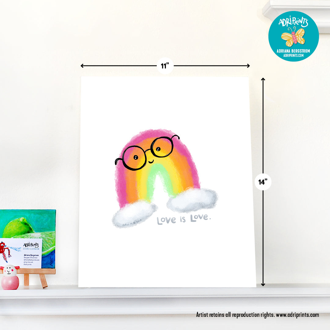 PRINT - Love is Love Rainbow Giclee ART PRINT in various sizes featuring original artwork by Adriana Bergstrom (Adriprints)