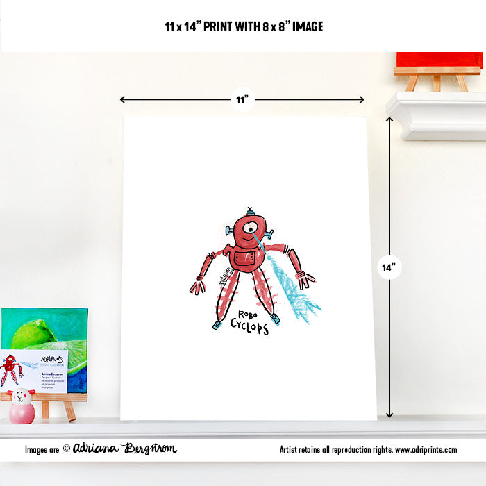 PRINT - Robo Cyclops print featuring art by Adriana Bergstrom (Adriprints)