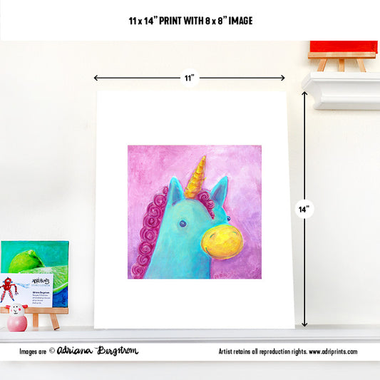 PRINT - Unicorn Teal and Magenta art prints, wall décor, painting by Adriana Bergstrom