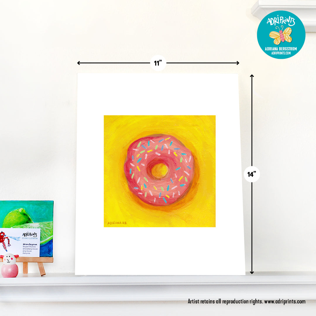 PRINT - Pink Donut with Sprinkles by Adriana Bergstrom