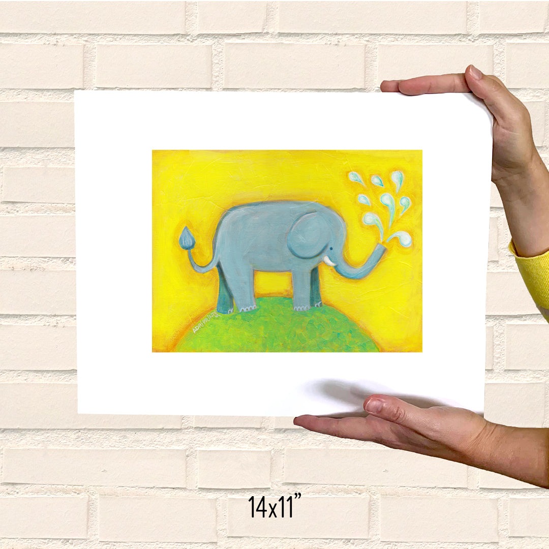 PRINT - Elephant Splash printed artwork by Adriana Bergstrom (Adriprints)