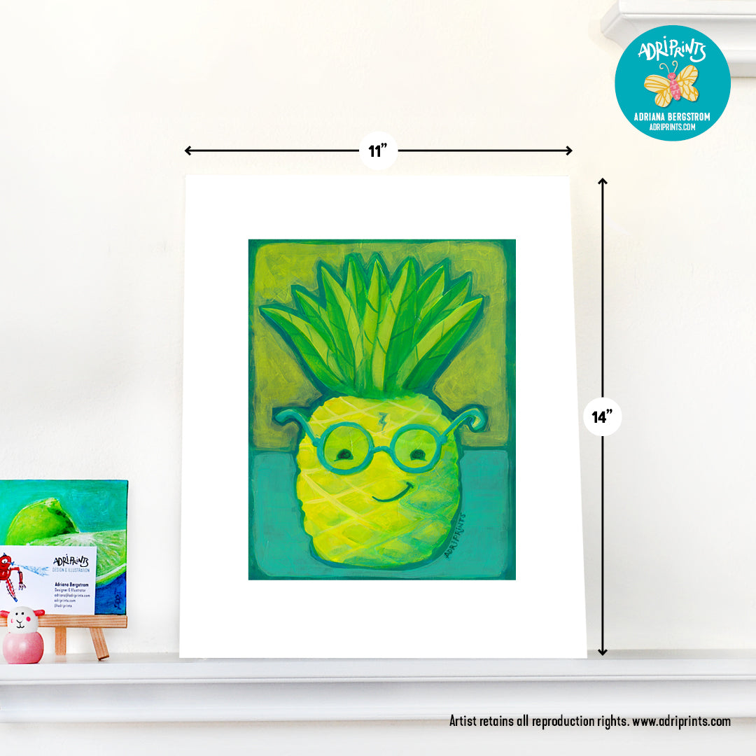 ART PRINT - Harry Pineapple, tropical ART PRINT featuring art by Adriana Bergstrom (Adriprints)