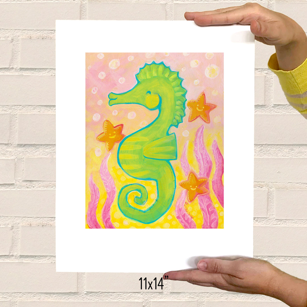 PRINT - Sweet Seahorse giclee of original painting by Adriprints