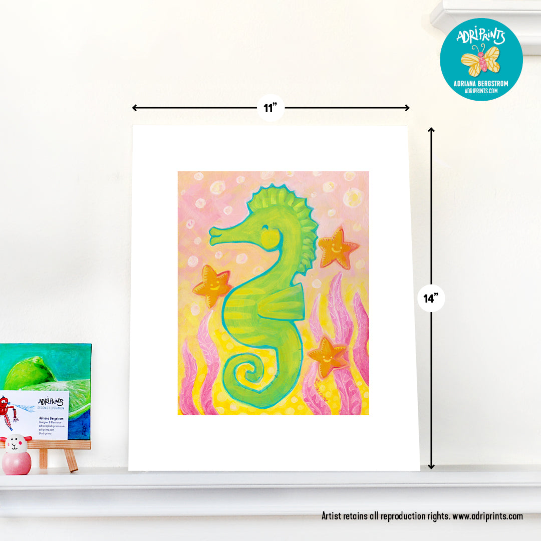PRINT - Sweet Seahorse giclee of original painting by Adriprints