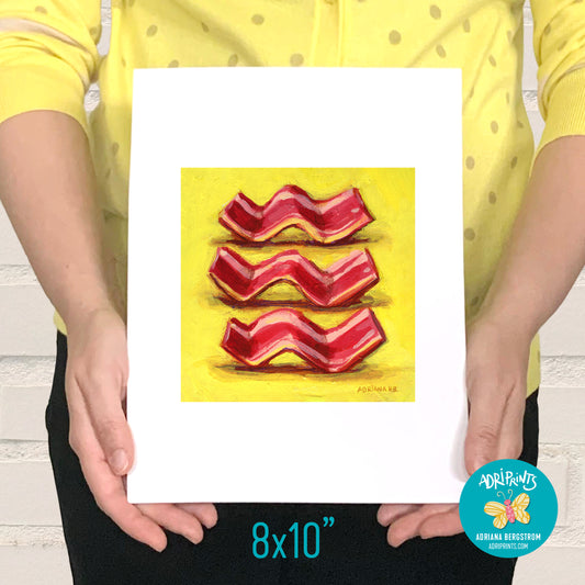 PRINT - Bacon Trio, giclee of food art by Adriana Bergstrom (Adriprints)