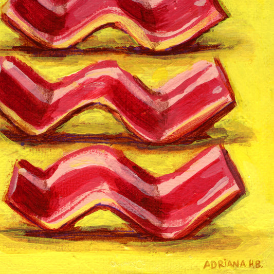 PRINT - Bacon Trio, giclee of food art by Adriana Bergstrom (Adriprints)