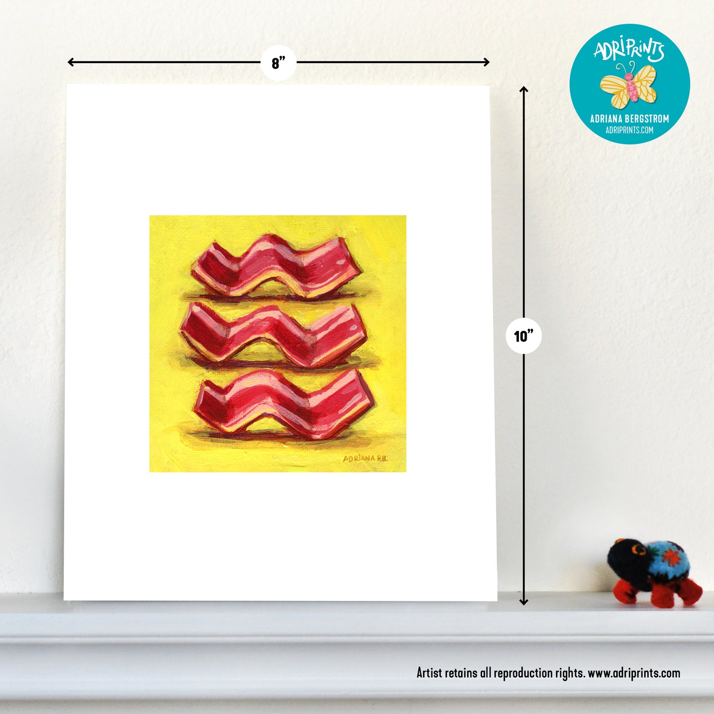 PRINT - Bacon Trio, giclee of food art by Adriana Bergstrom (Adriprints)