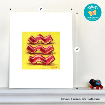 ART PRINT - Bacon Trio, giclee of food art by Adriana Bergstrom (Adriprints)