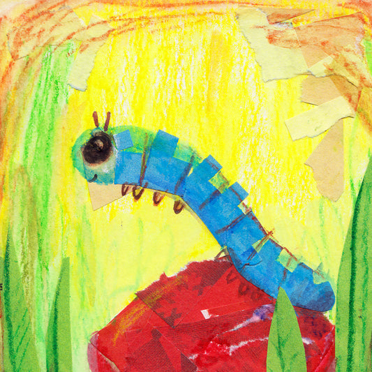 PRINT - Blue Caterpillar, art print in various sizes featuring art by Adriana Bergstrom