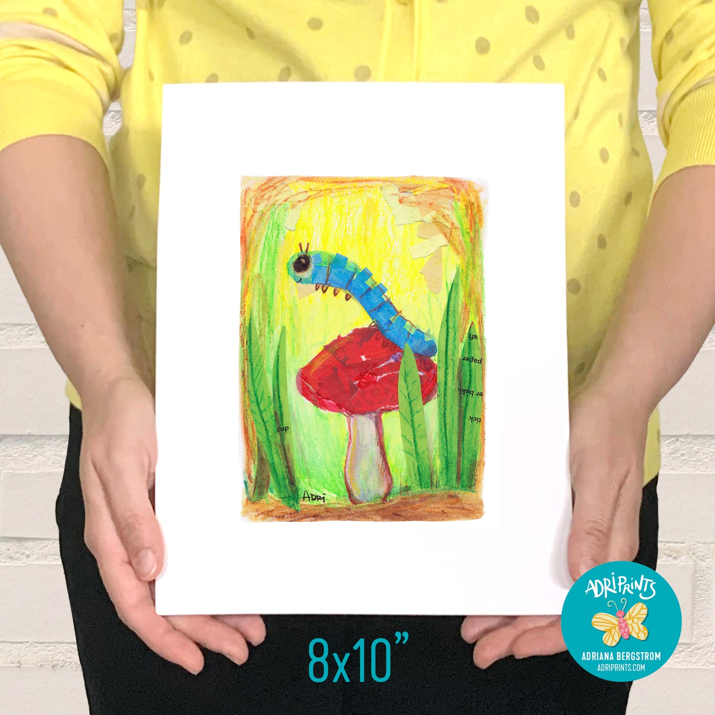 PRINT - Blue Caterpillar, art print in various sizes featuring art by Adriana Bergstrom
