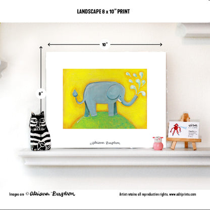 ART PRINT - Elephant Splash printed artwork by Adriana Bergstrom (Adriprints)