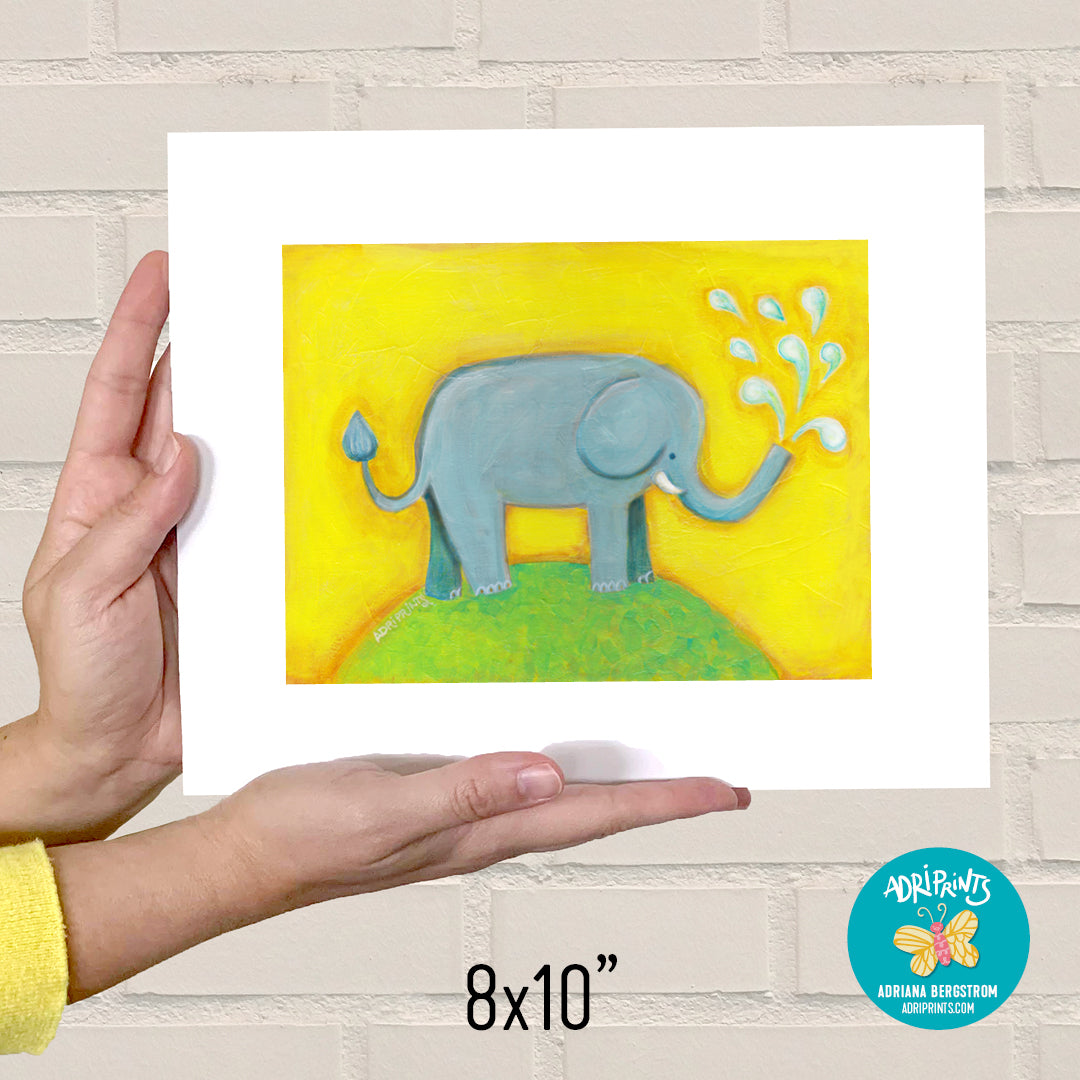 PRINT - Elephant Splash printed artwork by Adriana Bergstrom (Adriprints)