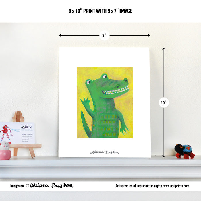 PRINT - Alligator Says Hello print featuring art by Adriana Bergstrom (Adriprints)