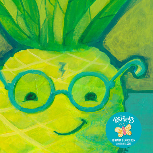 PRINT - Harry Pineapple, tropical ART PRINT featuring art by Adriana Bergstrom (Adriprints)
