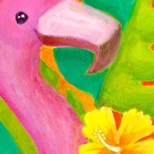 PRINT - Flamingo & Hibiscus, tropical, coastal room decor by Adriana Bergstrom