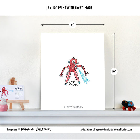 PRINT - Robo Cyclops print featuring art by Adriana Bergstrom (Adriprints)