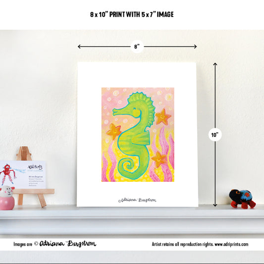 PRINT - Sweet Seahorse giclee of original painting by Adriprints