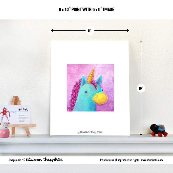 PRINT - Unicorn Teal and Magenta art prints, wall décor, painting by Adriana Bergstrom