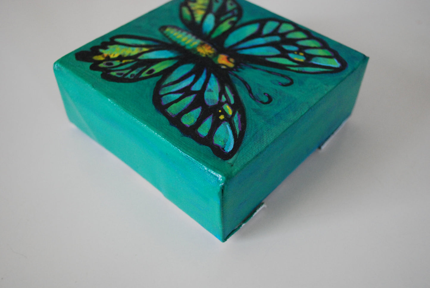 Mini Butterfly on Teal (original)