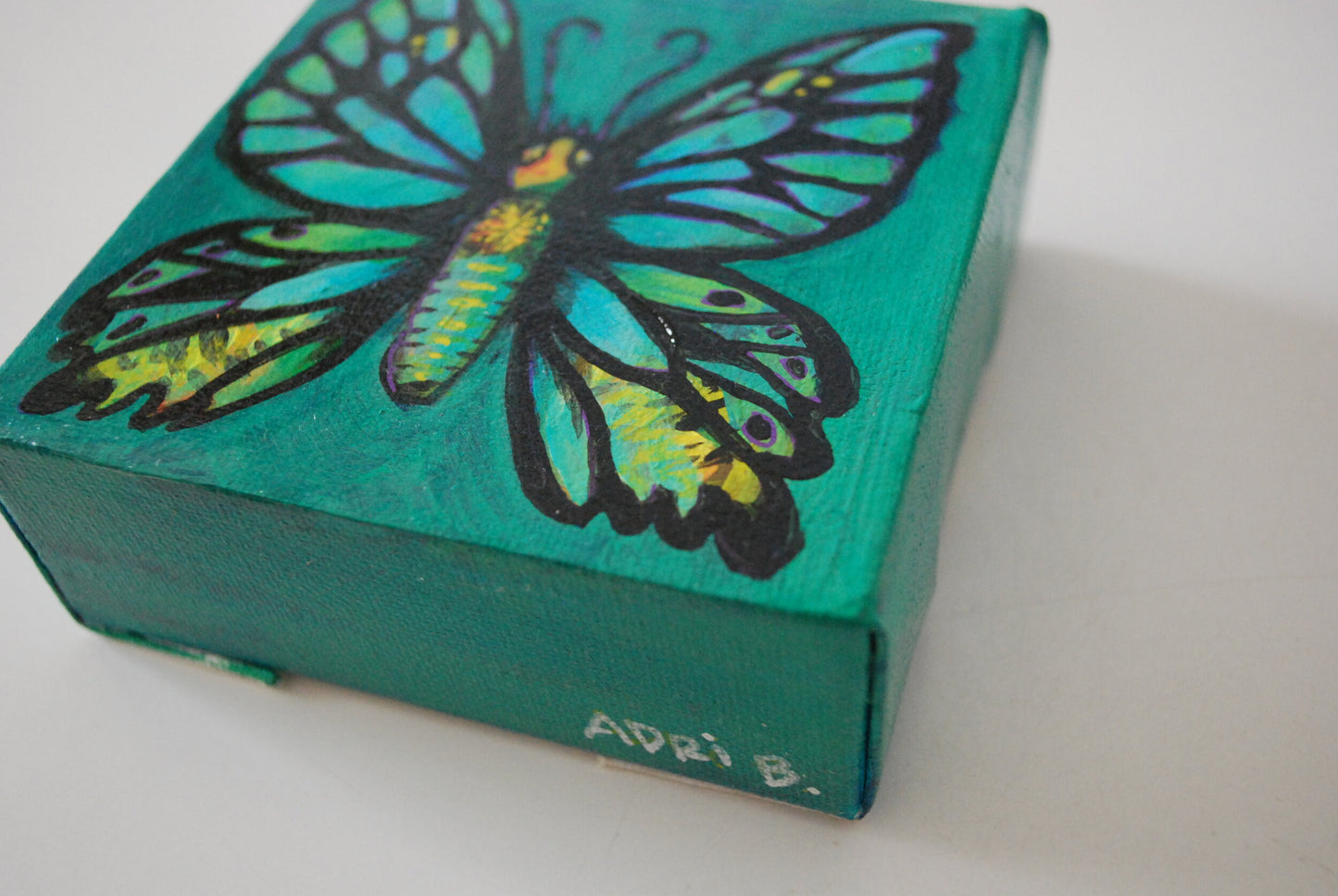 Mini Butterfly on Teal (original)