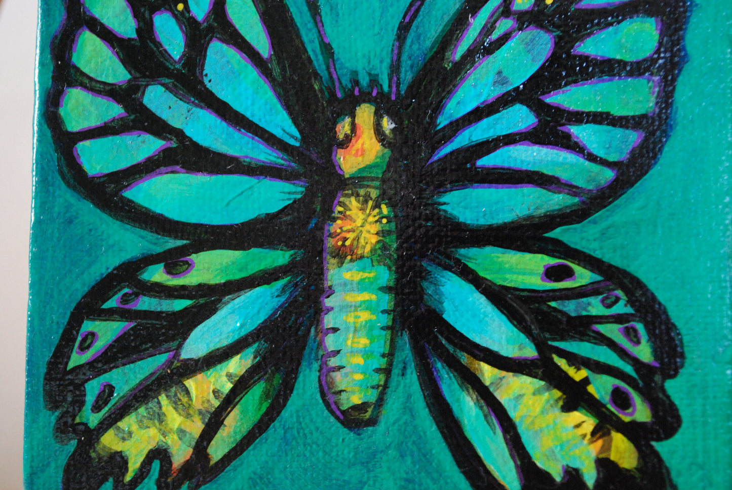 Mini Butterfly on Teal (original)