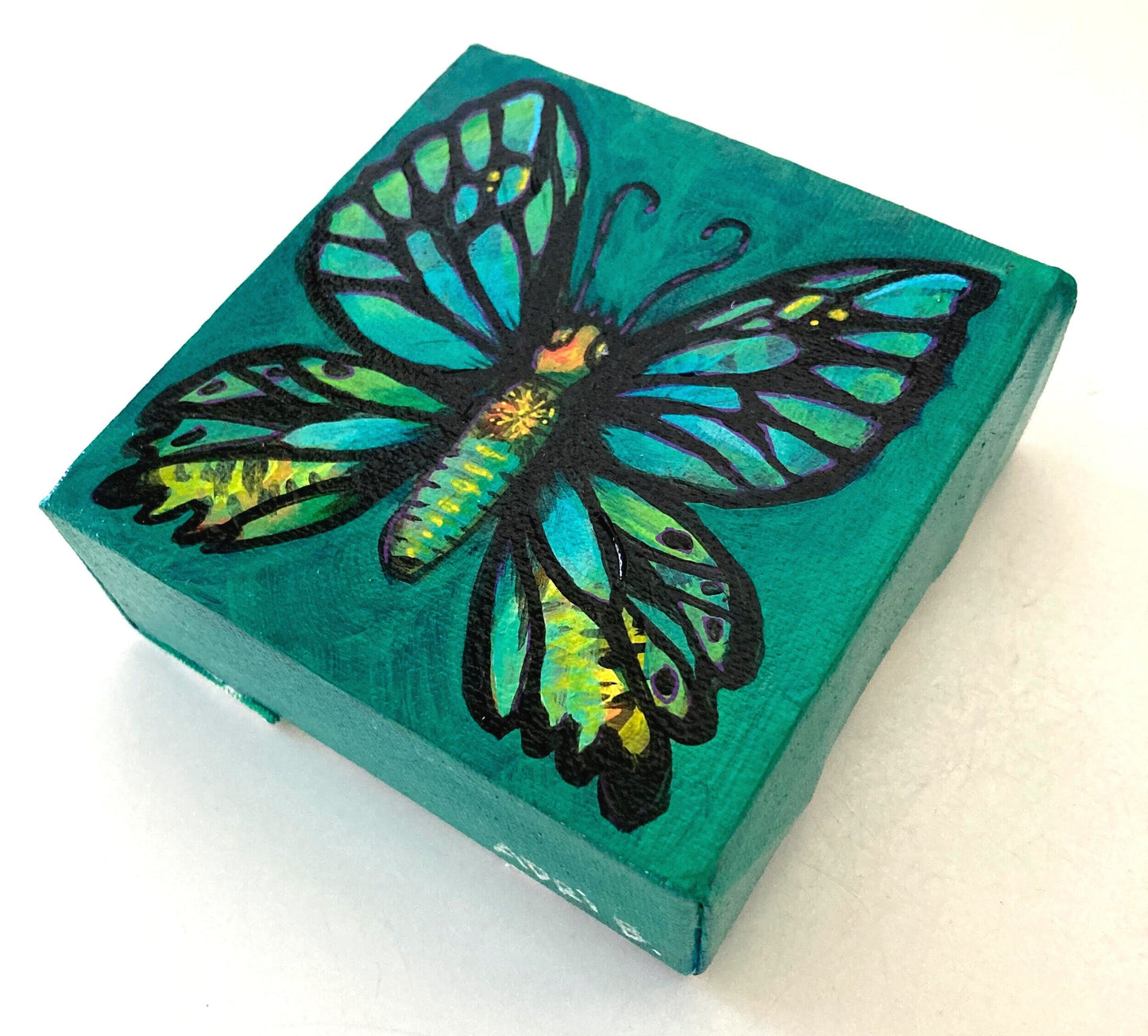 Mini Butterfly on Teal (original)