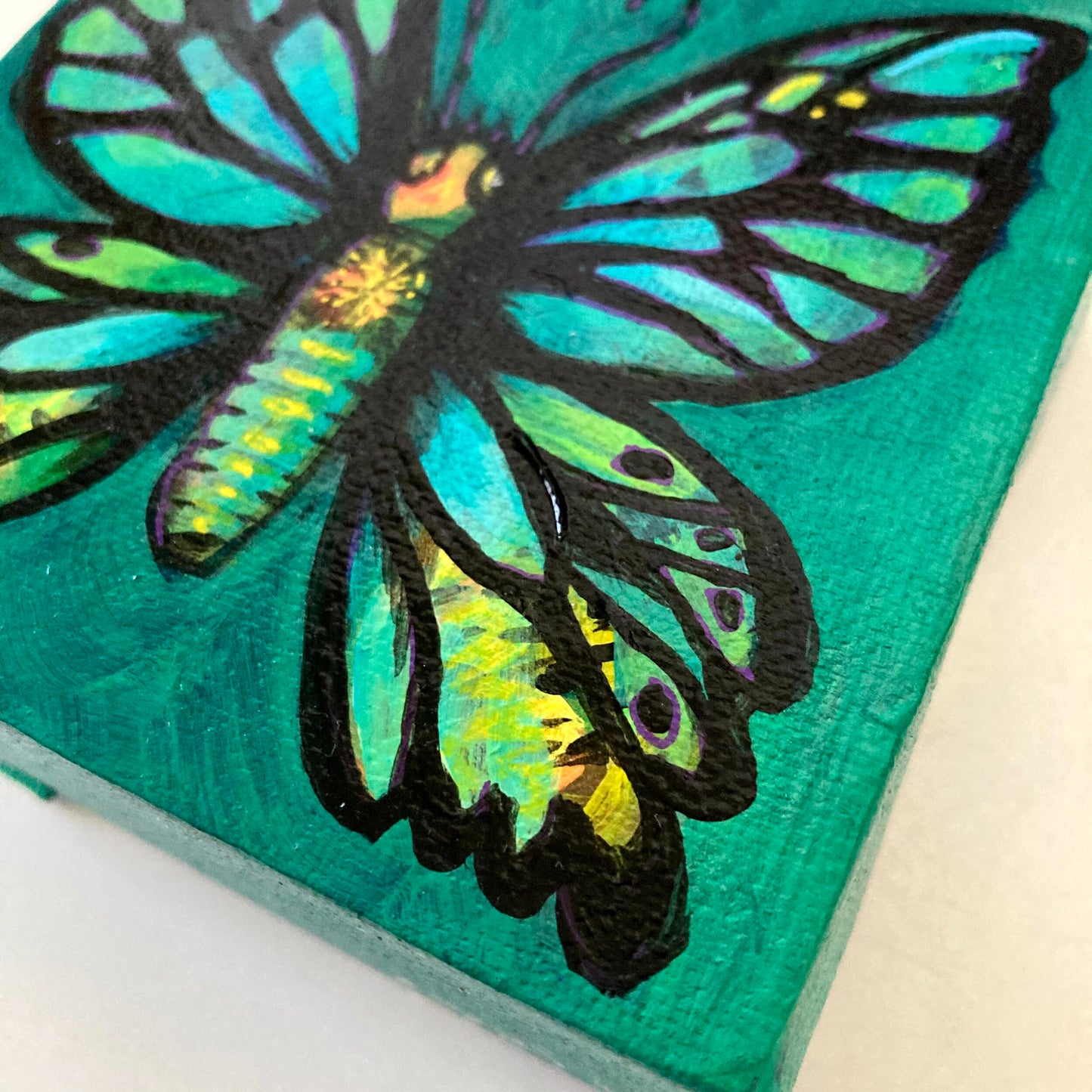 Mini Butterfly on Teal (original)