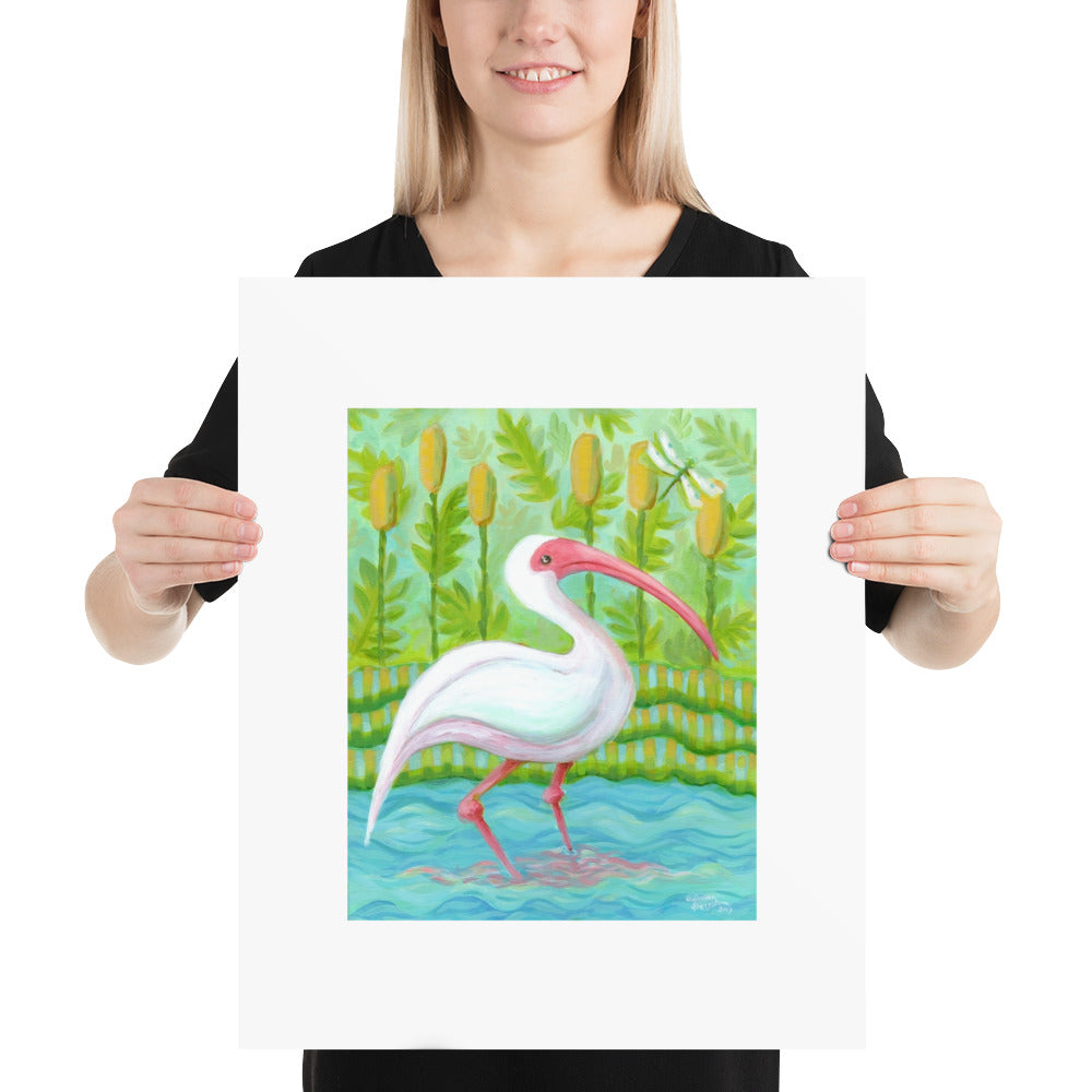 PRINT - Ibis Wading Bird, art print in various sizes featuring art by Adriana Bergstrom (Adriprints)