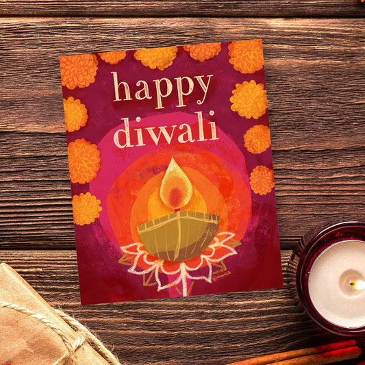 Happy Diwali eco-friendly greetings, boxed 10 pack card set, art by Adriana Bergstrom