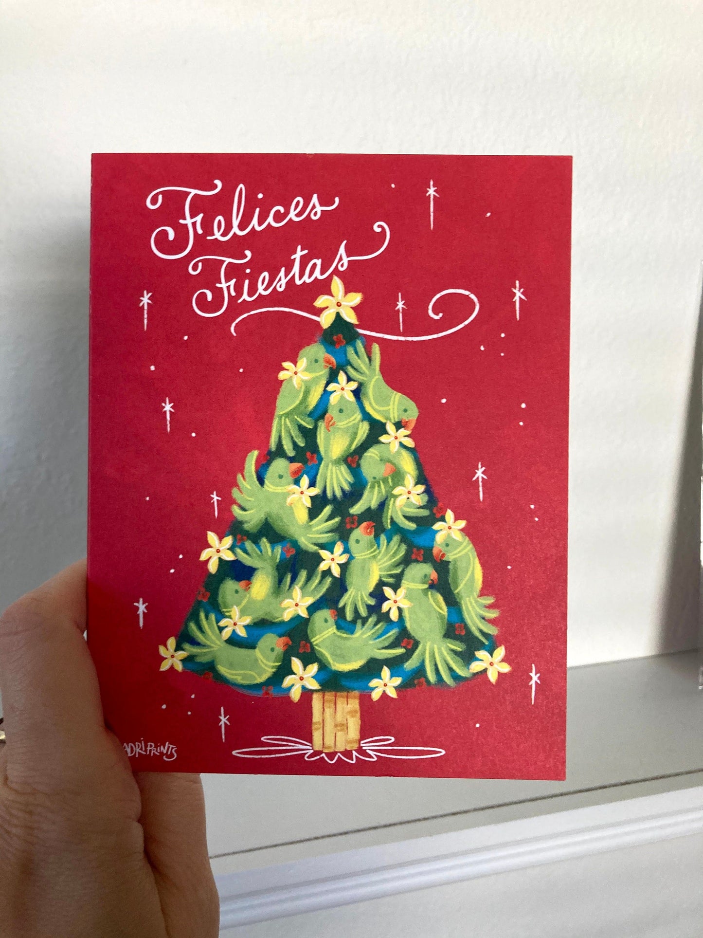 Tropical Christmas Tree, eco-friendly greetings, boxed 10 pack card set, art by Adriana Bergstrom