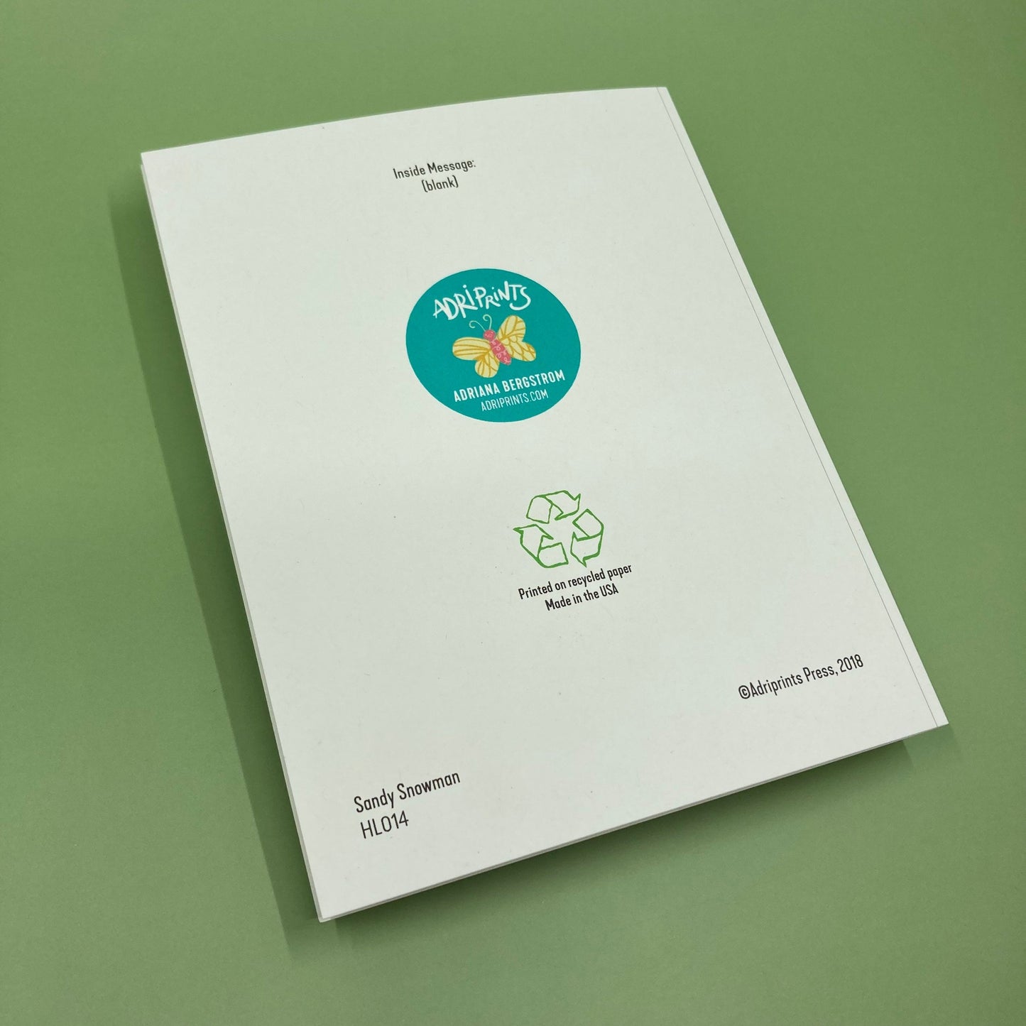 Sandy Snowman Greetings from Paradise, eco-friendly boxed cards 10 pack, art by Adriana Bergstrom