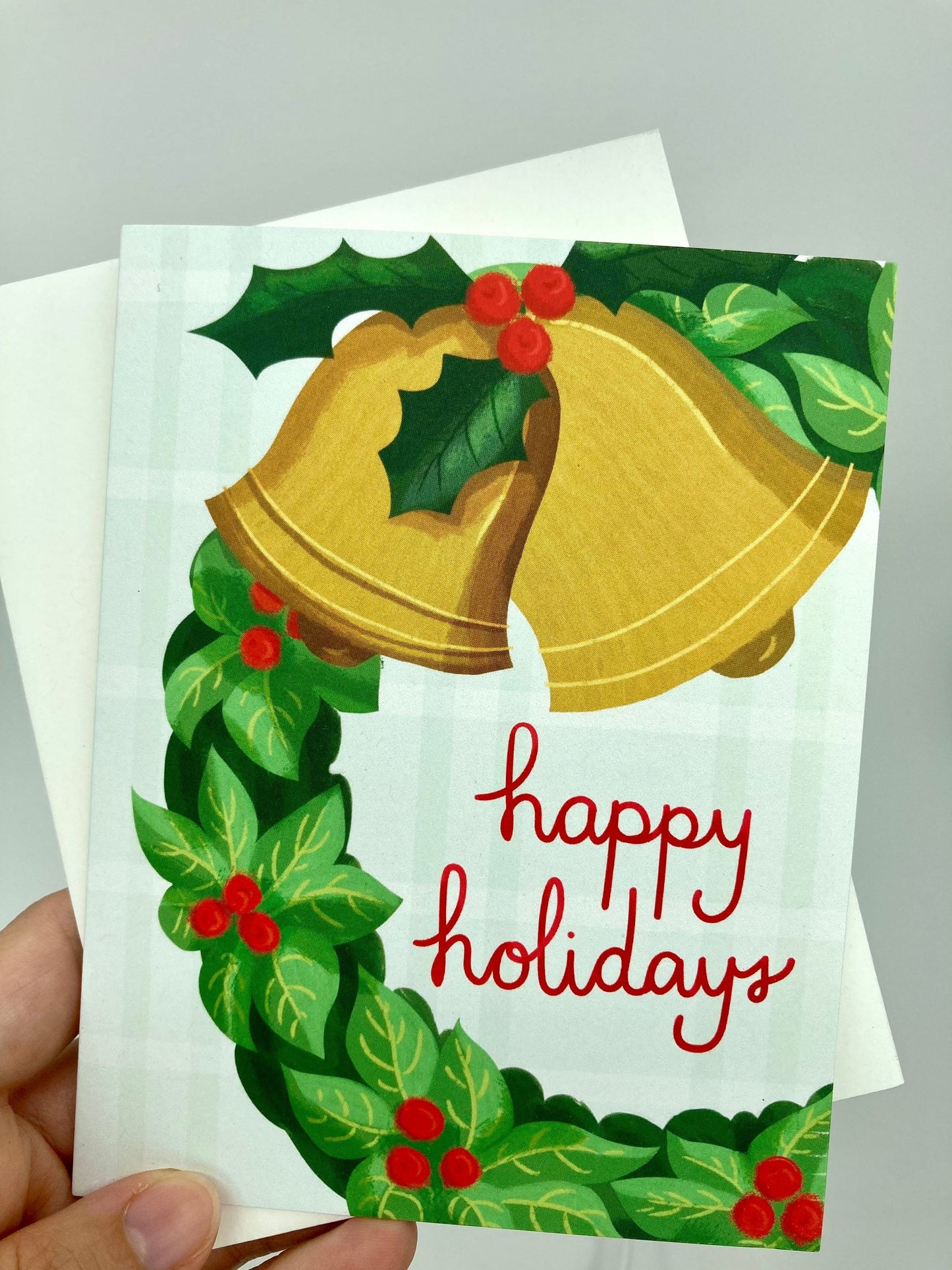 Christmas wreath, welcoming retro eco-friendly greetings, boxed 10 pack card set, art by Adriana Bergstrom