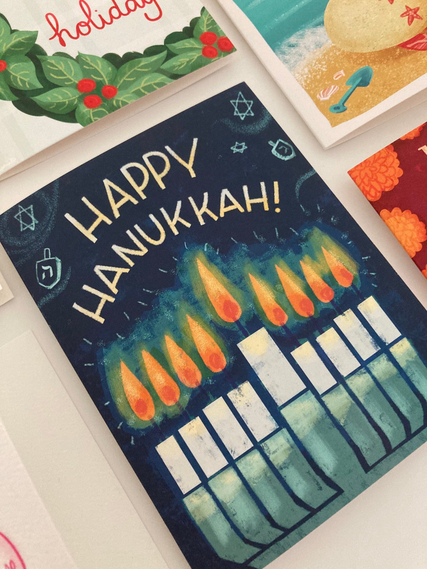 Bright and Cheerful Hanukkah Cards, eco-friendly greetings, 10 card set, art by Adriana Bergstrom
