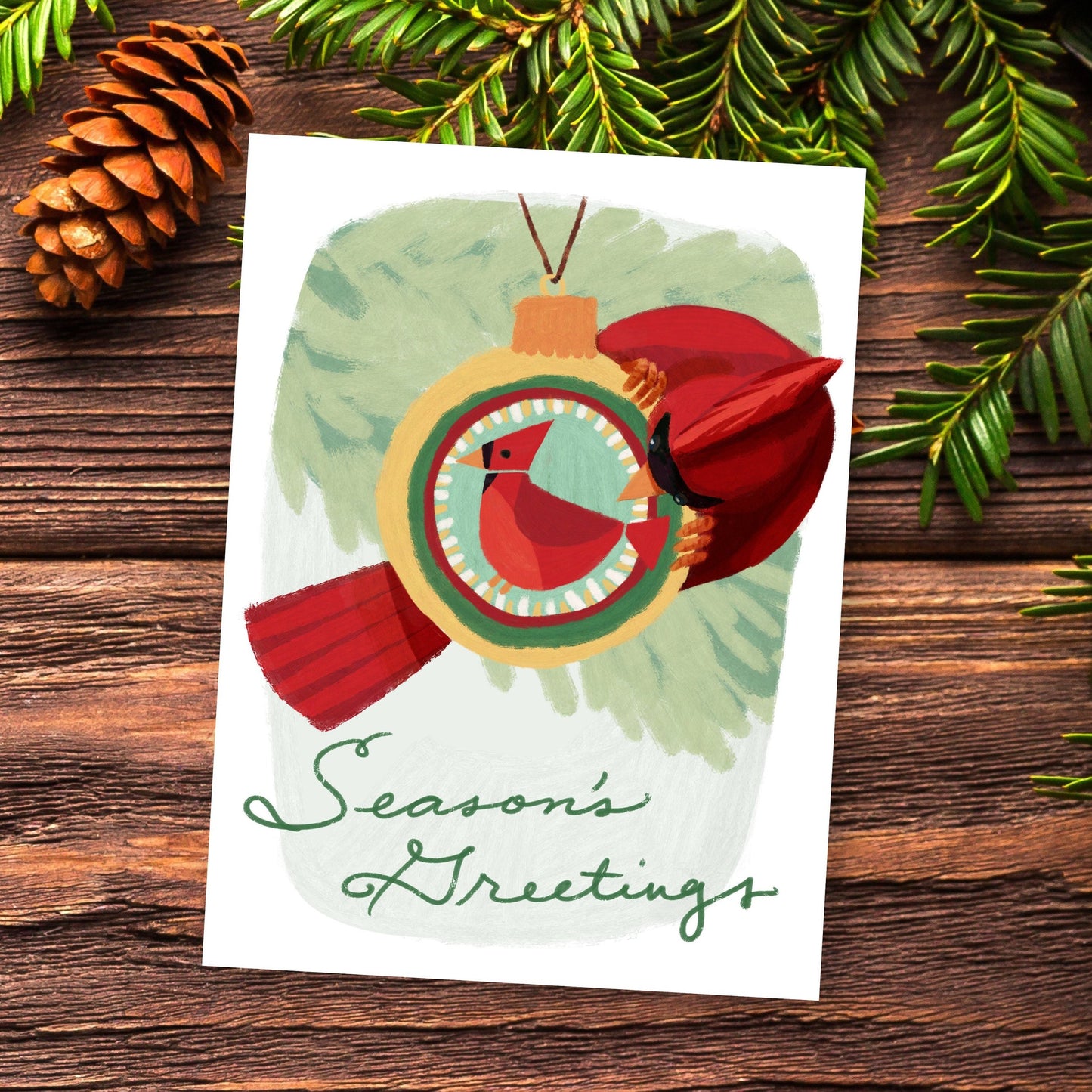 Season's Greetings Cardinal, boxed 10 pack card set, art by Adriana Bergstrom