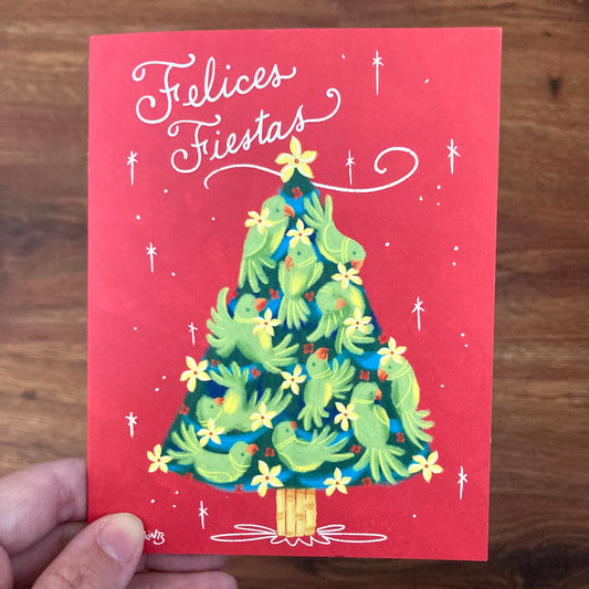 Tropical Christmas Tree, eco-friendly greetings, boxed 10 pack card set, art by Adriana Bergstrom