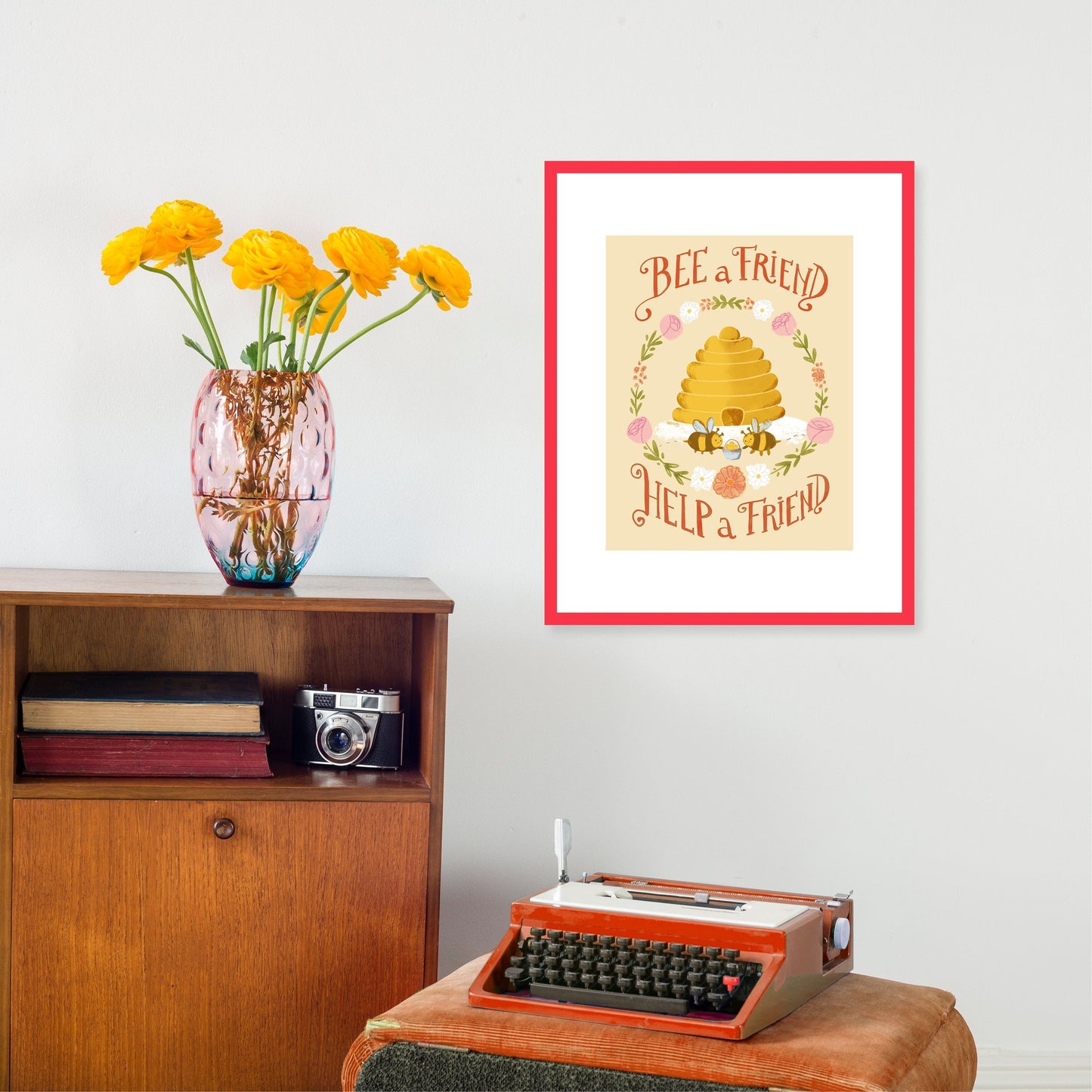PRINT - Bee A Friend, Help A Friend artwork by Adriana Bergstrom (Adriprints)