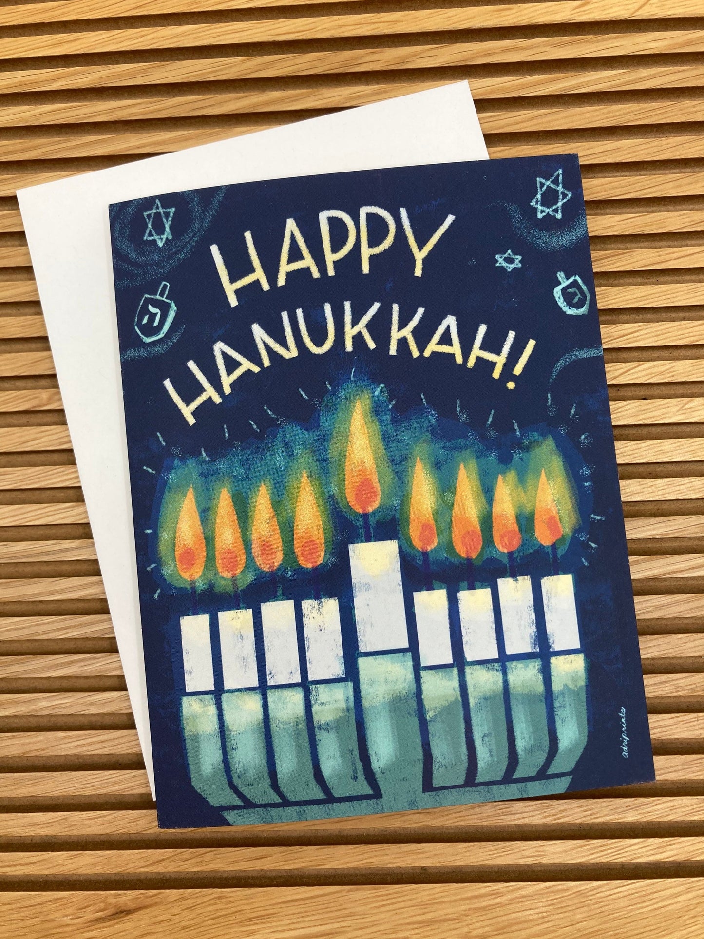 Bright and Cheerful Hanukkah Cards, eco-friendly greetings, 10 card set, art by Adriana Bergstrom