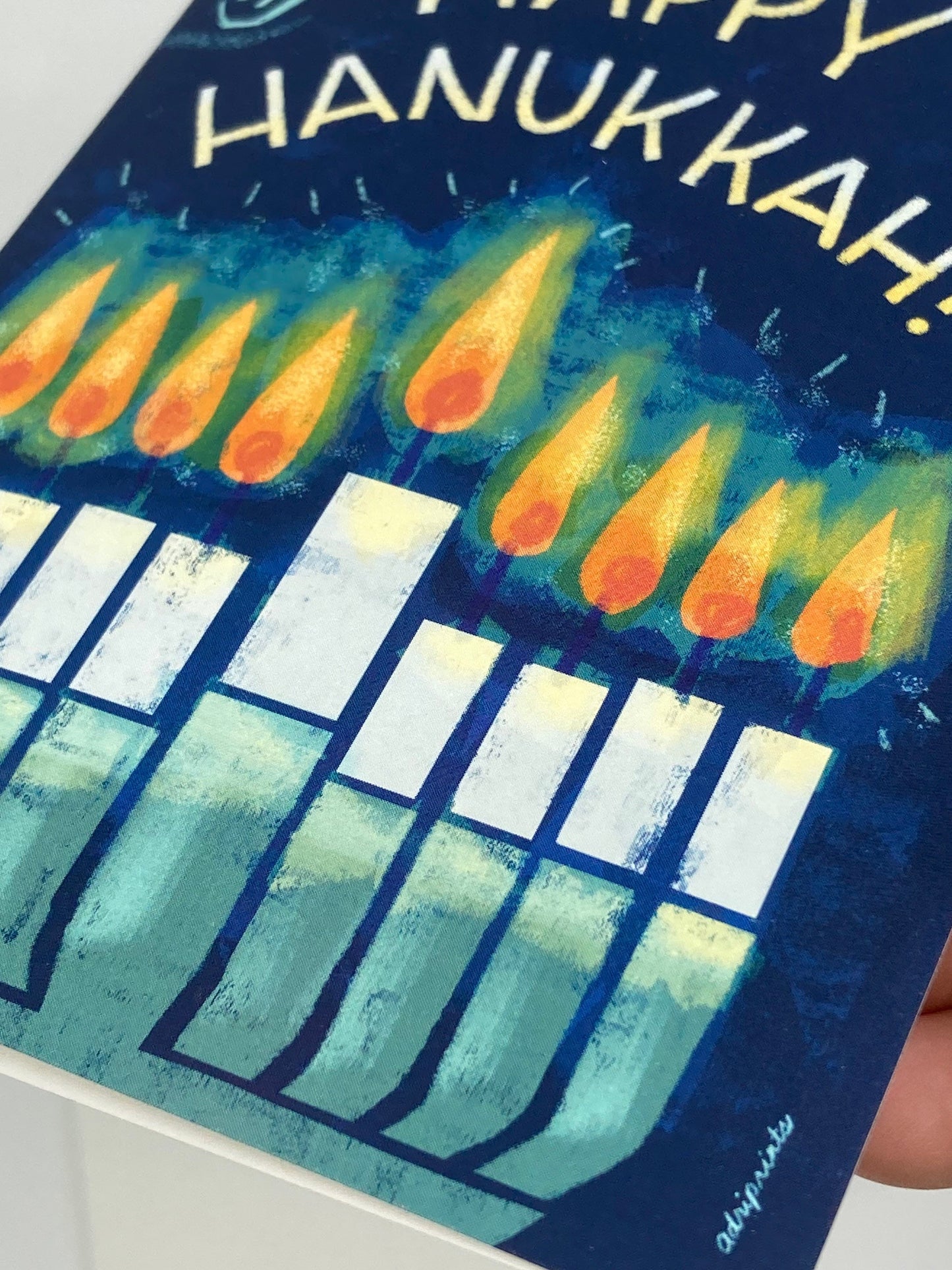 Bright and Cheerful Hanukkah Cards, eco-friendly greetings, 10 card set, art by Adriana Bergstrom