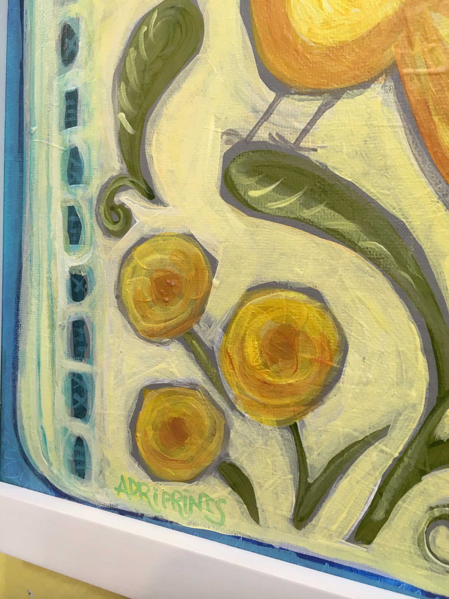 PAINTING- Yellow Bird Acrylic Painting, 9" x 12", acrylic on canvas board, by Adriana Bergstrom