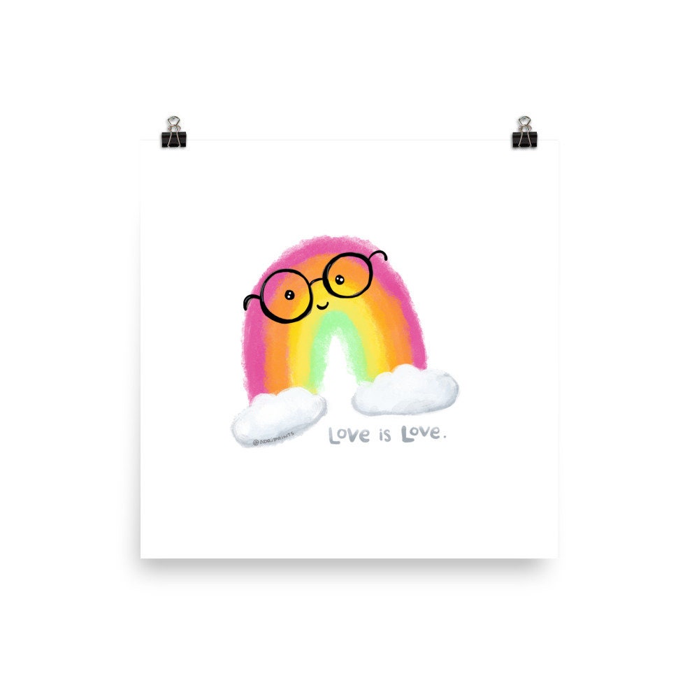 PRINT - Love is Love Rainbow Giclee ART PRINT in various sizes featuring original artwork by Adriana Bergstrom (Adriprints)