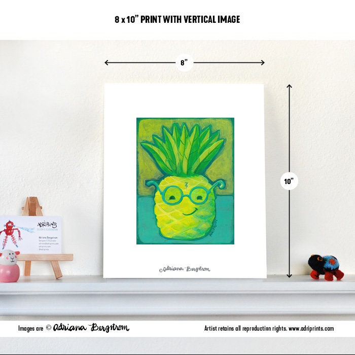 ART PRINT - Harry Pineapple, tropical ART PRINT featuring art by Adriana Bergstrom (Adriprints)