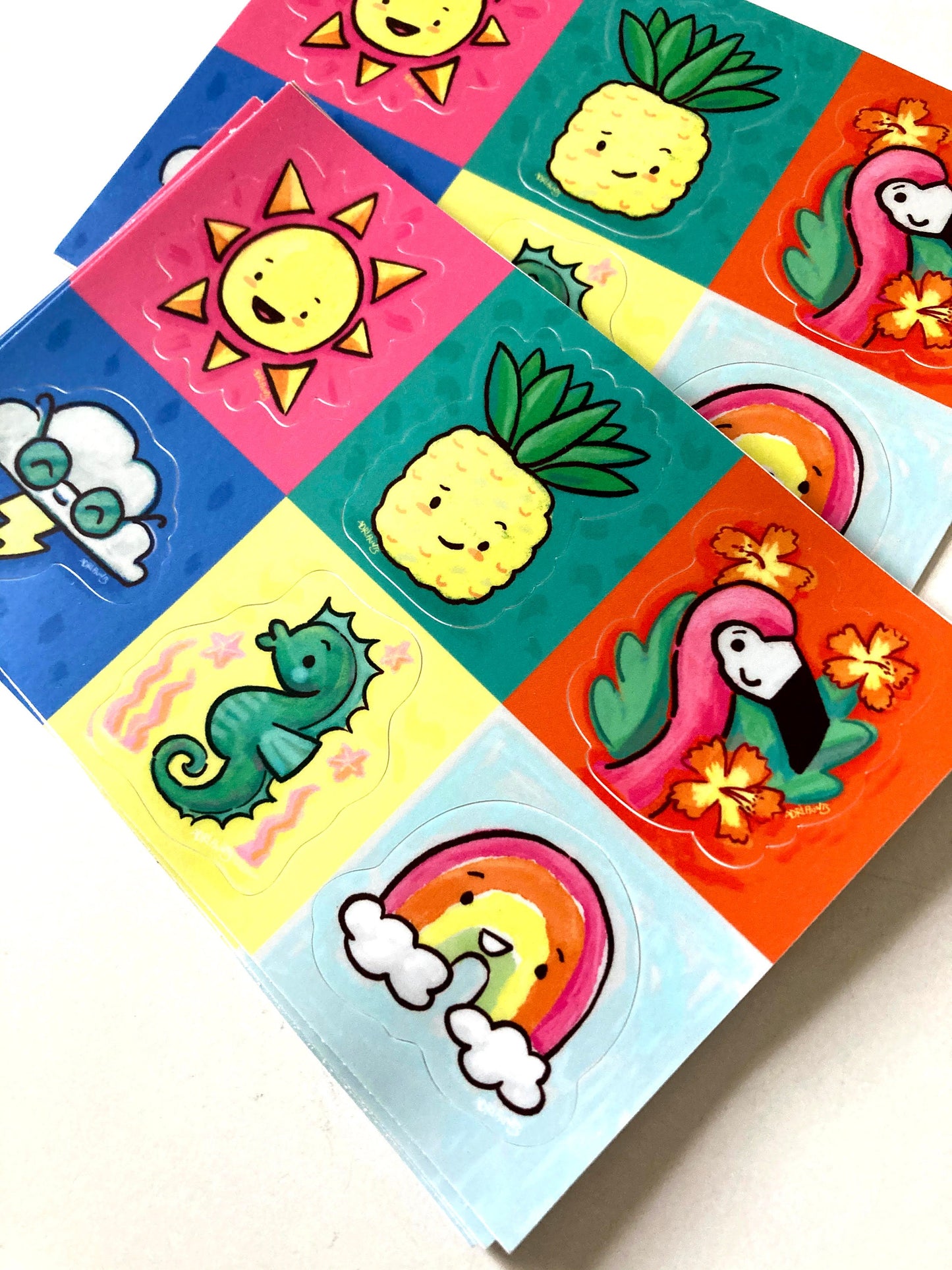 Tropical Sunshine Sticker Sheet, 6 stickers featuring art by Adriana Bergstrom (Adriprints)