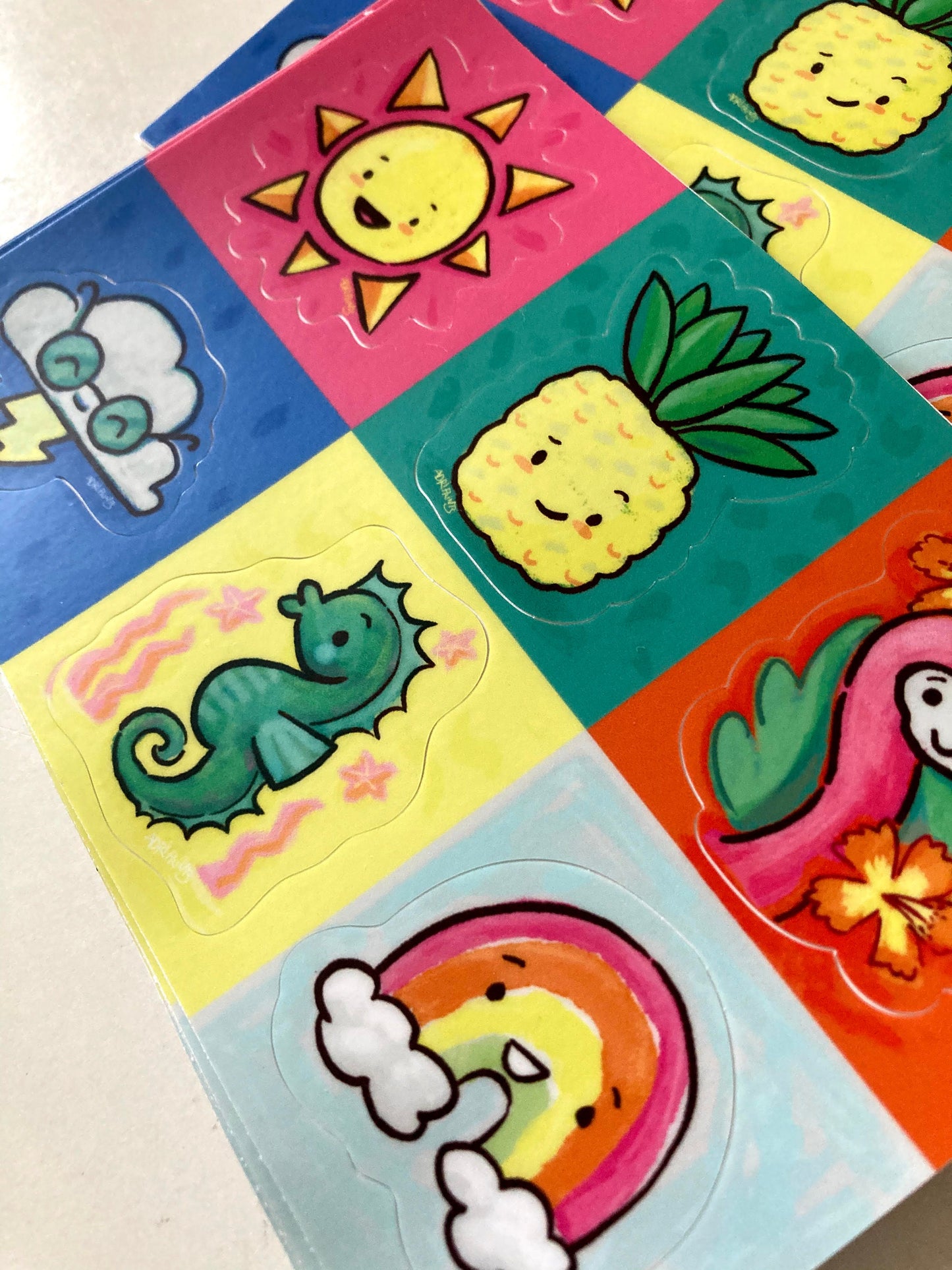 Tropical Sunshine Sticker Sheet, 6 stickers featuring art by Adriana Bergstrom (Adriprints)