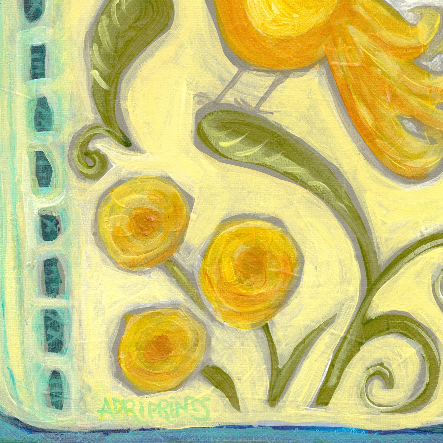 PAINTING- Yellow Bird Acrylic Painting, 9" x 12", acrylic on canvas board, by Adriana Bergstrom